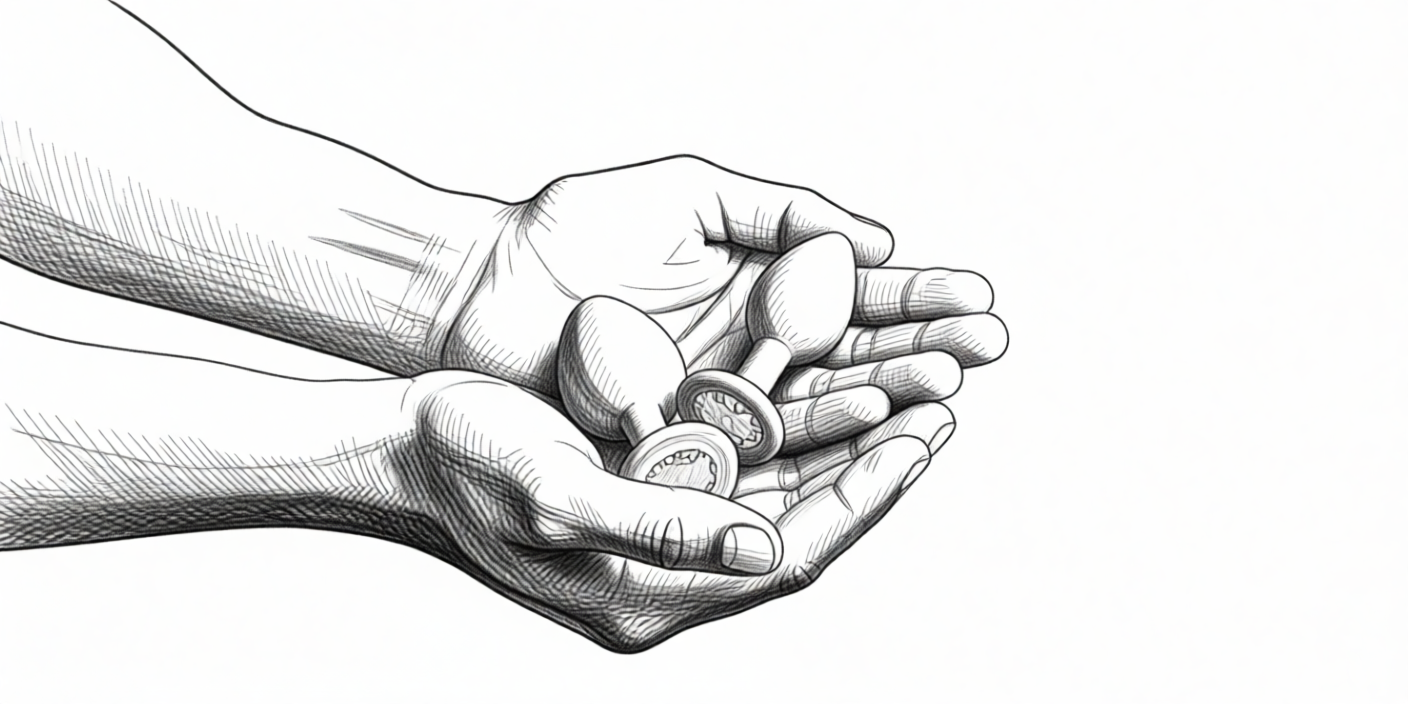Dildo's voor mannen: alles over anale masturbatie voor beginners 2 illustration of two buttplugs in different sizes in the hands of a dark skin male