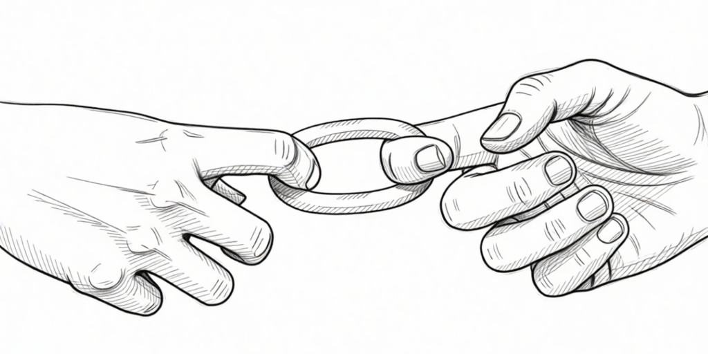 illustration of a cockring that is stretched by two hands pulling on the ring
