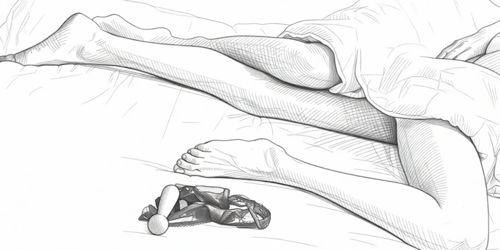 Van solo naar samen: wat doe jij met je toys als je een relatie krijgt? 2 couple in bed, with toys on the bedside