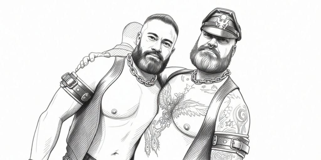 two men posing for a picture at Folsom Europe in Berlin