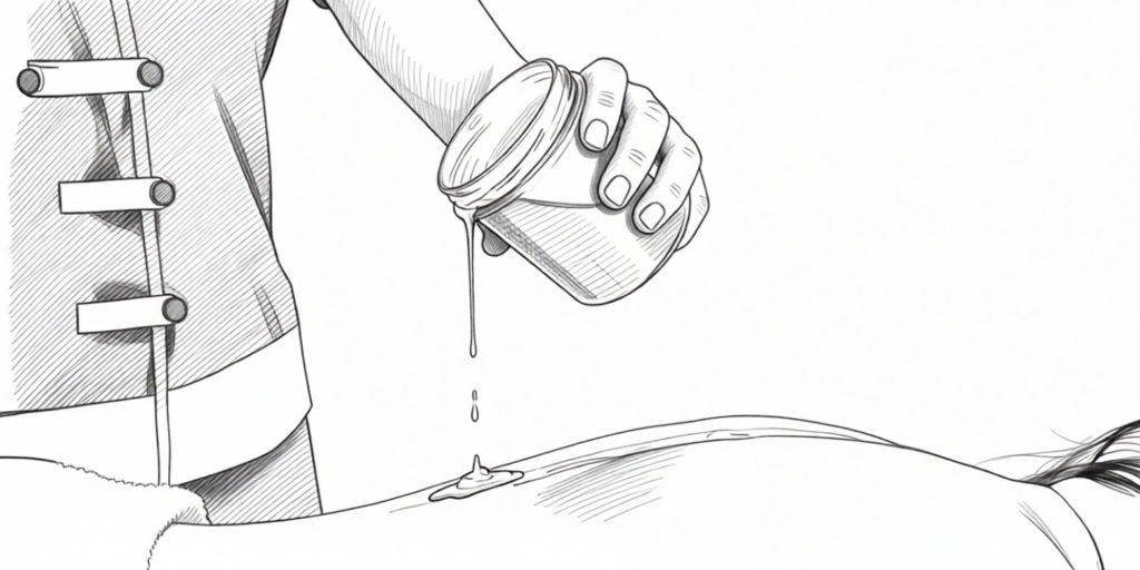 illustration of a female masseuse using a massage candle for soft bdsm