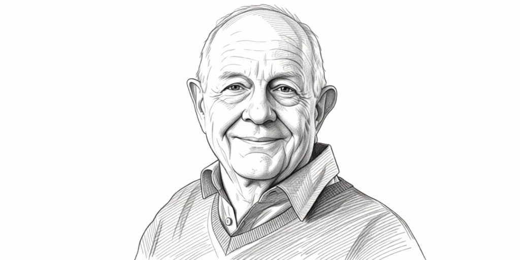 illustration of a senior male smiling and looking at the camera