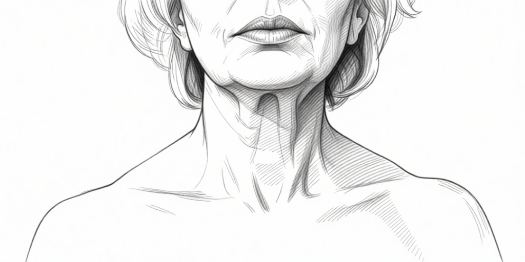 illustration of a senior woman's neck, close-up
