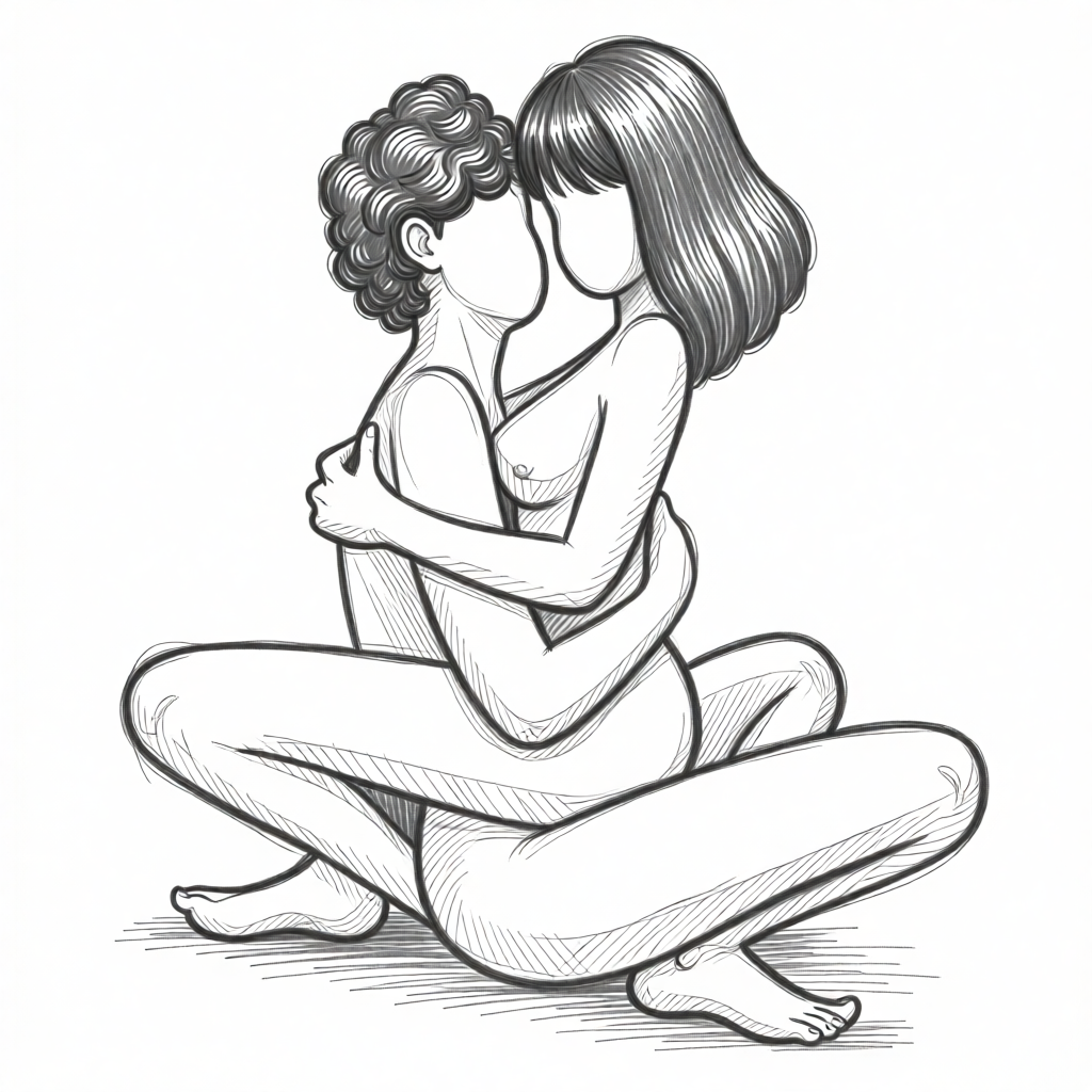 illustration of a couple performing the lotus position