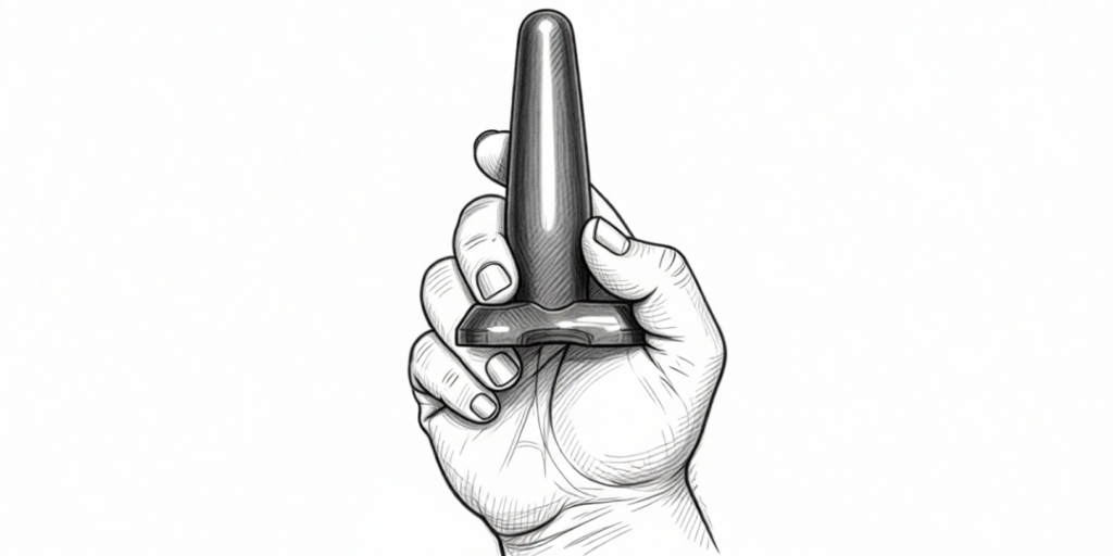 small buttplug in a big male hand