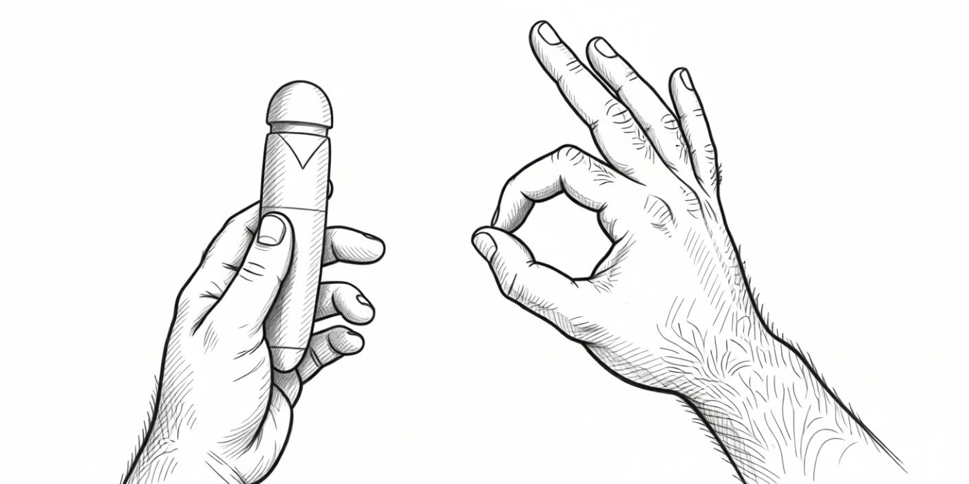 4 tips voor roommate-proof spelen: stille sextoys voor studentenhuizen 2 illustration of a hand holding a bullet vibrator and a hand doing an ok sign