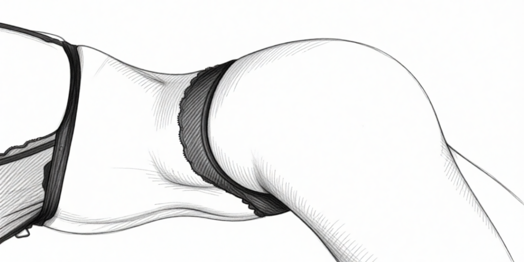 illustration of a woman laying on her side in lingerie
