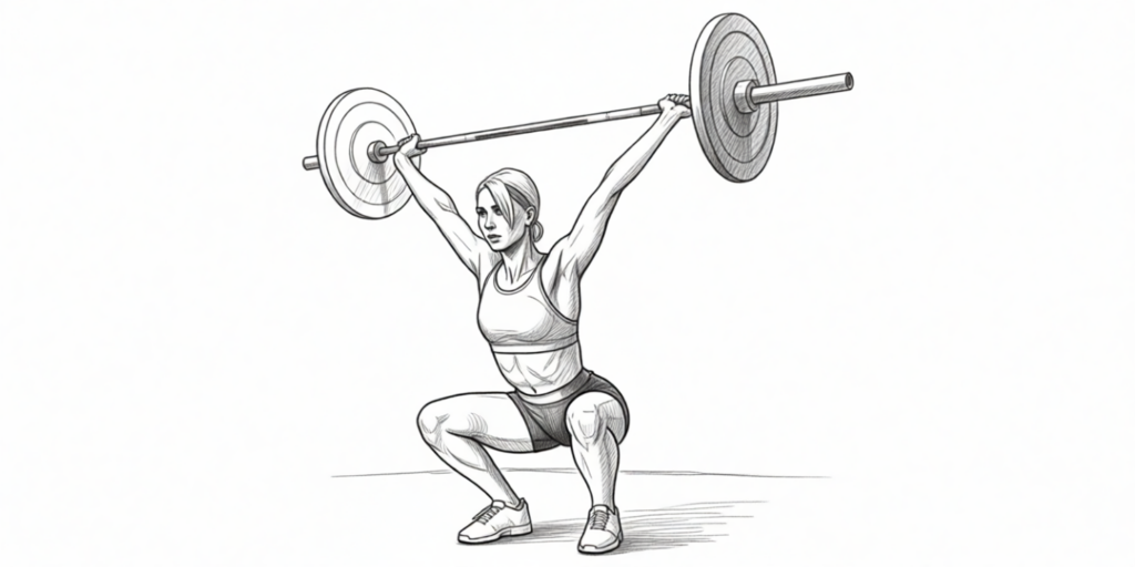 illustration of a fit woman doing olympic lifts in the gym