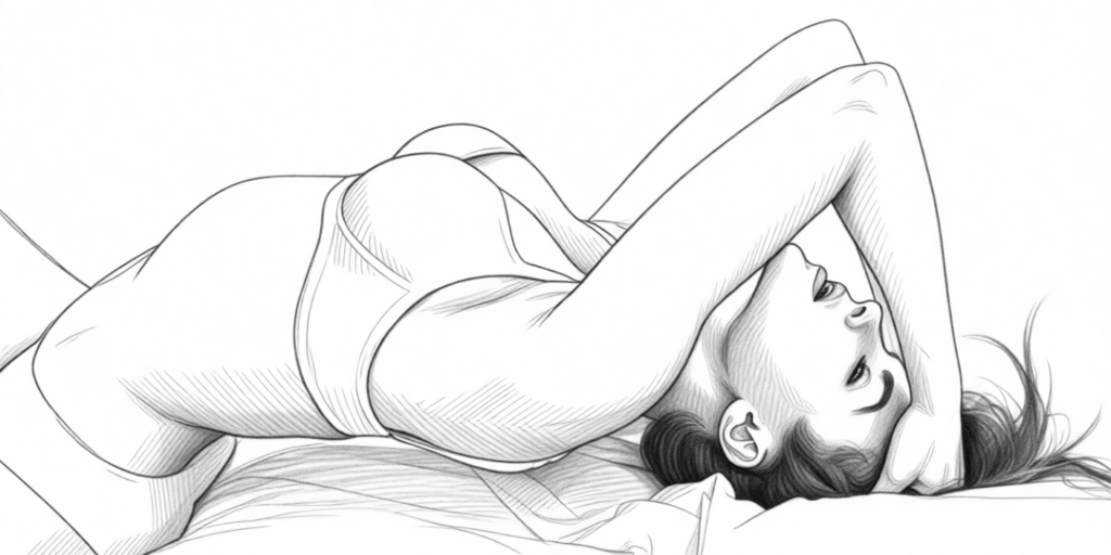 illustration of a woman in an orgasmic position on a bed