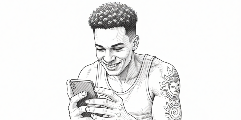 Sexy zinnen voor in je dagboek of DM's 2 young black male, looking at his phone